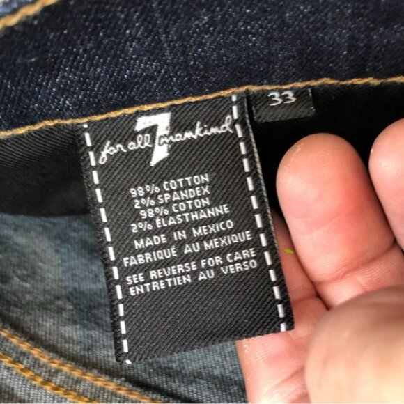 7 For All Mankind Men's Jeans Size 33x33 Slim Straight Classic Casual Blue Denim - Picture 3 of 16